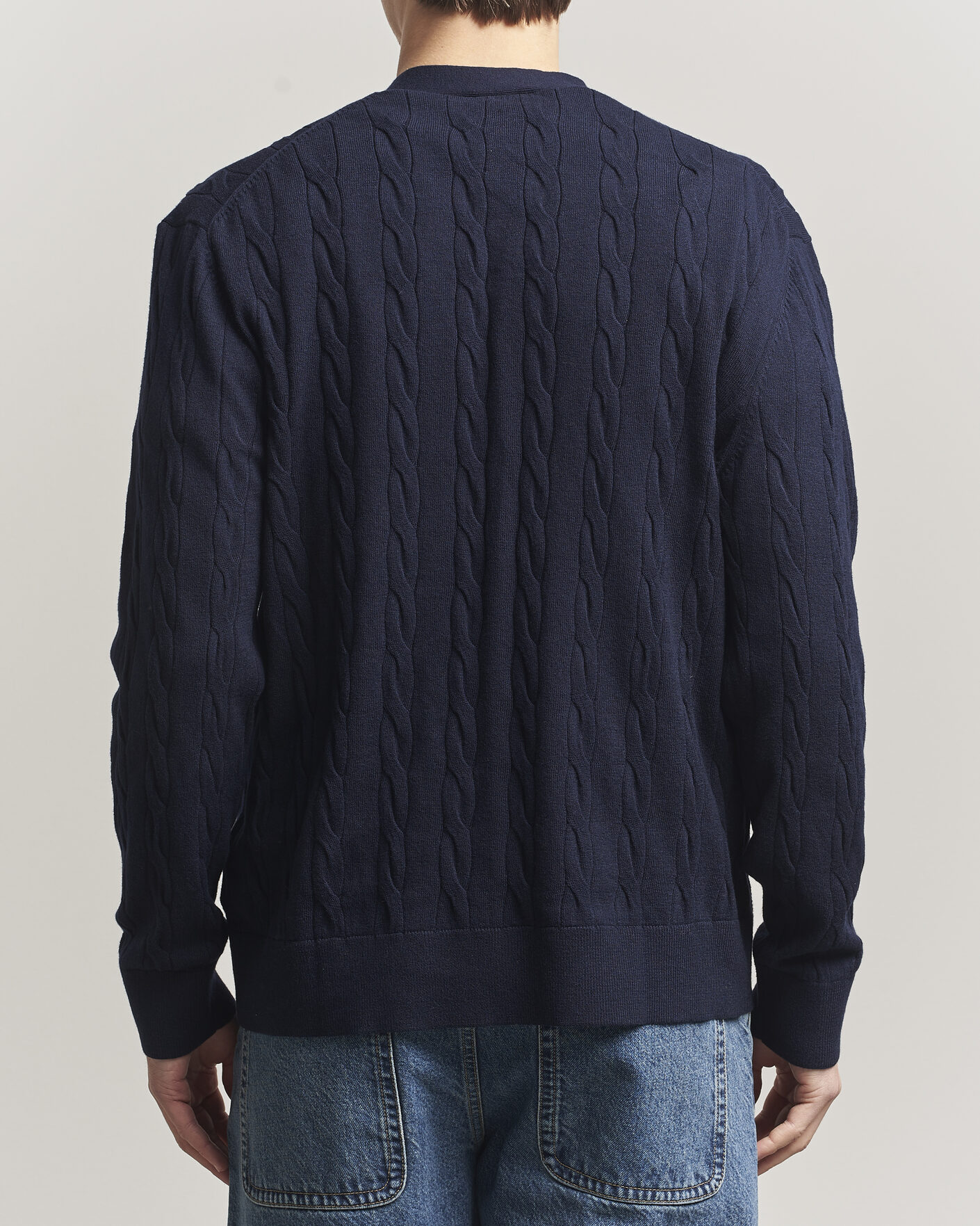Heren | Truien | Filippa K | Cotton/Merino Cable Cardigan Navy