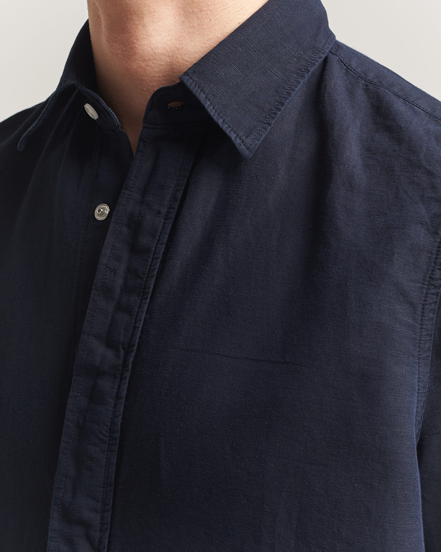 Homme | Chemises | Filippa K | Cotton/Linen Short Sleeve Shirt Navy