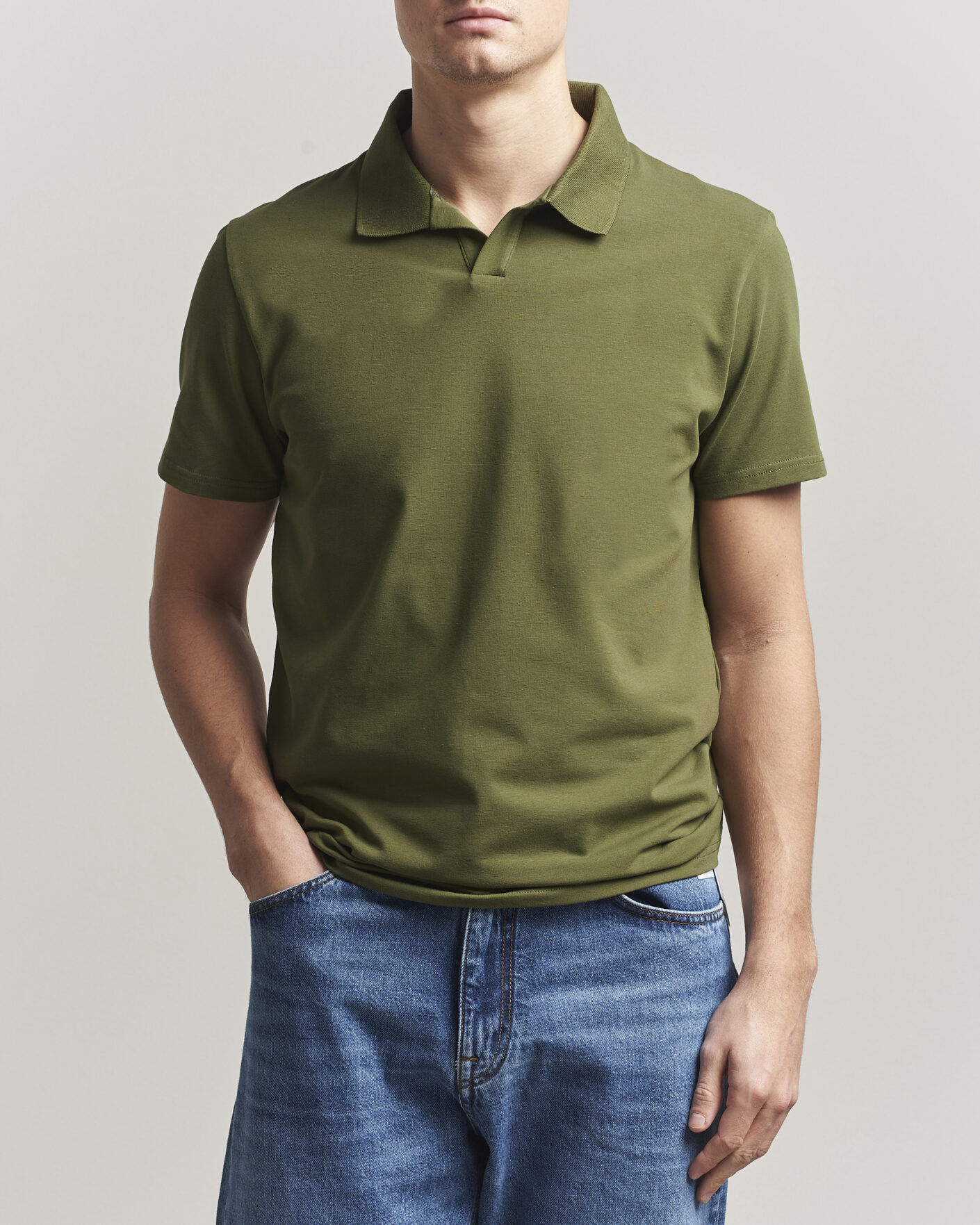 Heren | Polo's | Filippa K | Soft Lycra Polo T-Shirt Laurel Green