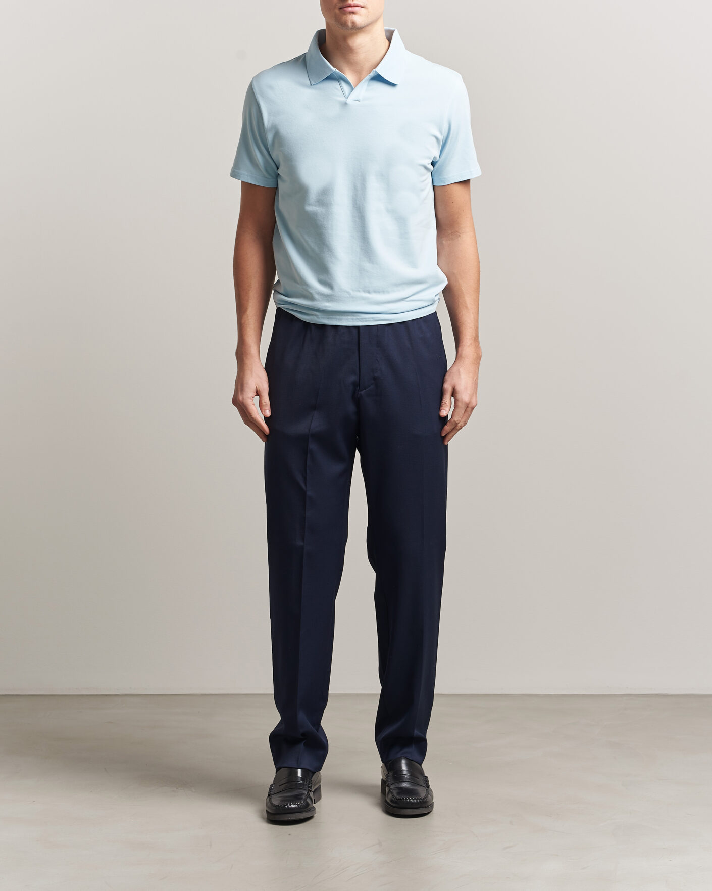 Heren | Polo's | Filippa K | Soft Lycra Polo T-Shirt Frost Blue