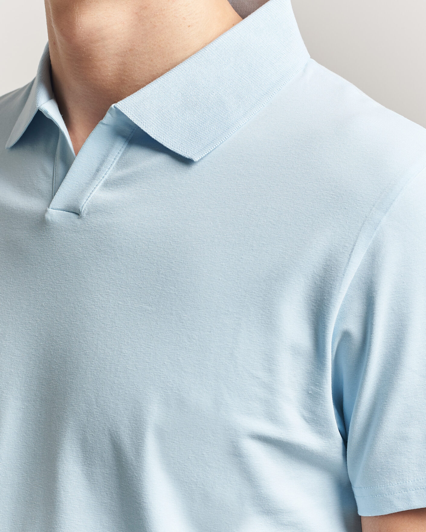Homme | Polos | Filippa K | Soft Lycra Polo T-Shirt Frost Blue