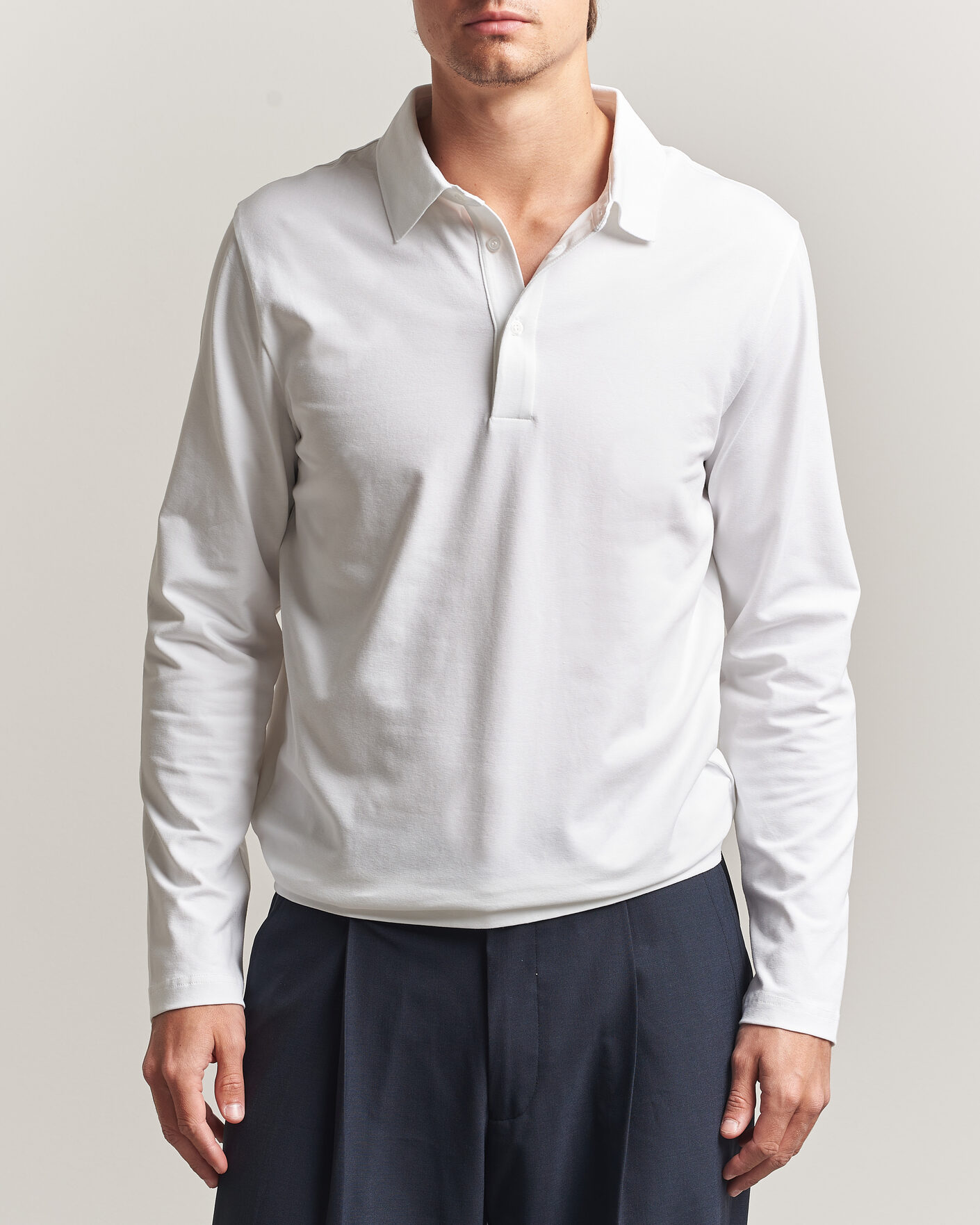 Homme | Polos | Filippa K | Luke Stretch Polo Shirt White