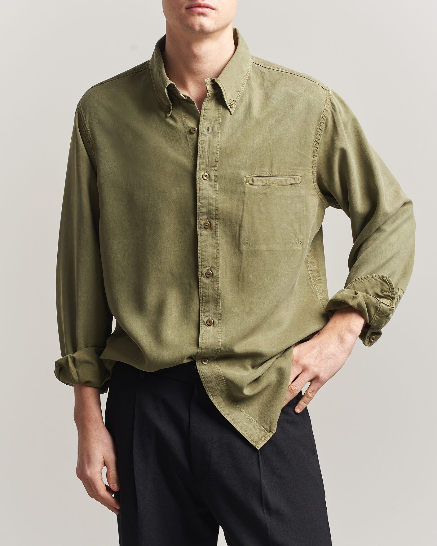 Homme | Chemises | Filippa K | Zack Lyocell Shirt Laurel Green