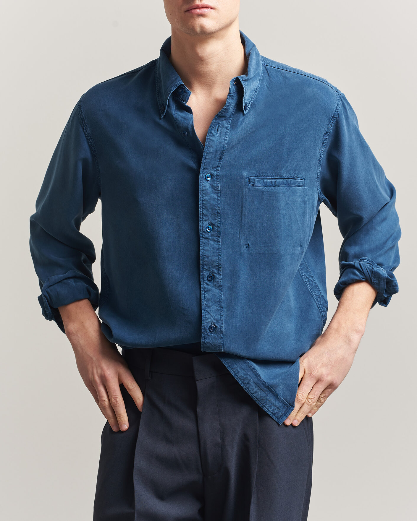Heren | Overhemden | Filippa K | Zack Lyocell Shirt Night Teal