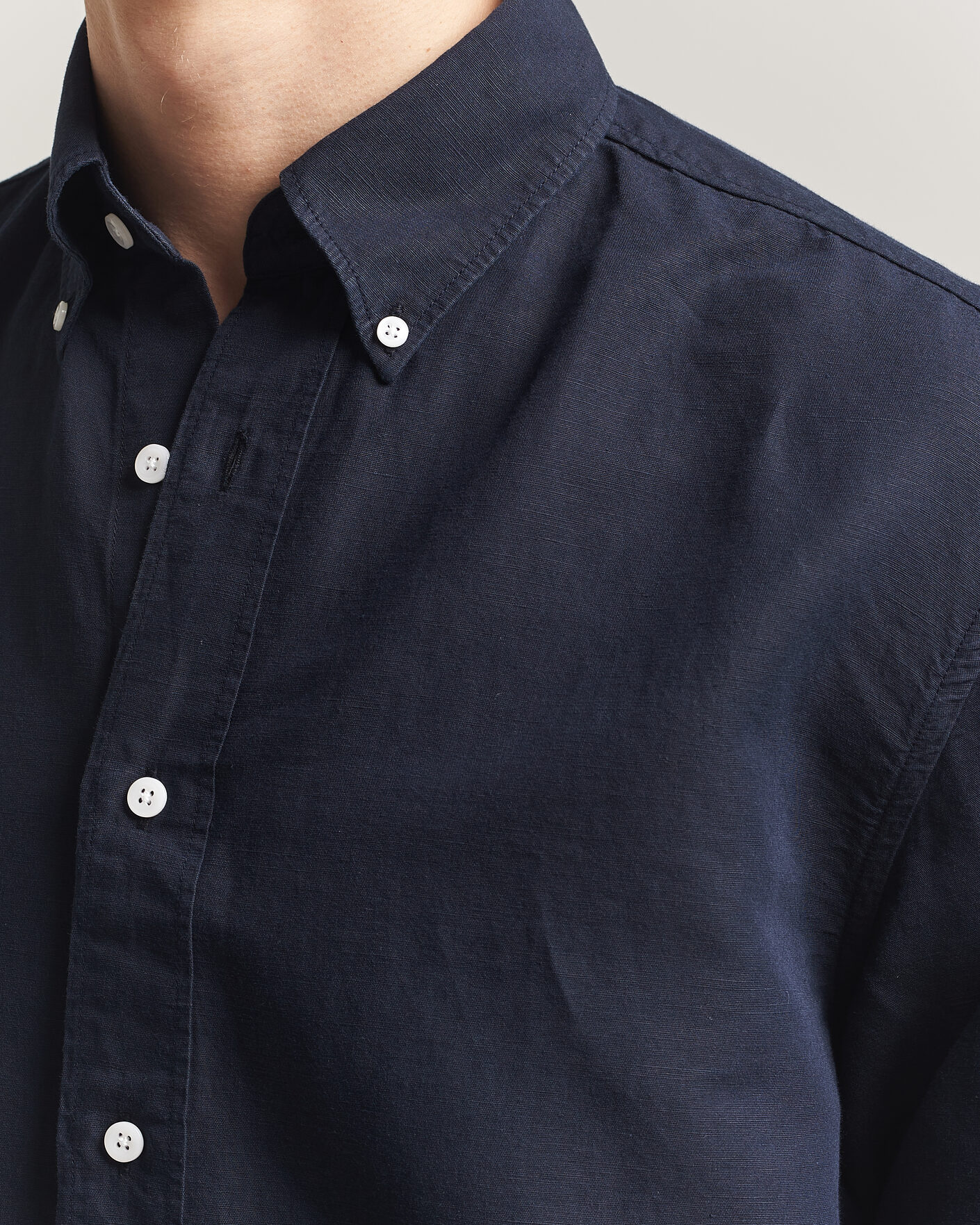 Heren | Overhemden | Filippa K | Relaxed Cotton/Linen Shirt Navy
