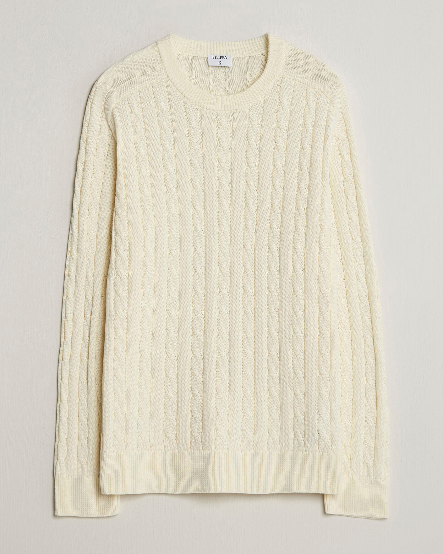 Heren | Truien | Filippa K | Cotton Cable Crew Neck Sweater Calico White