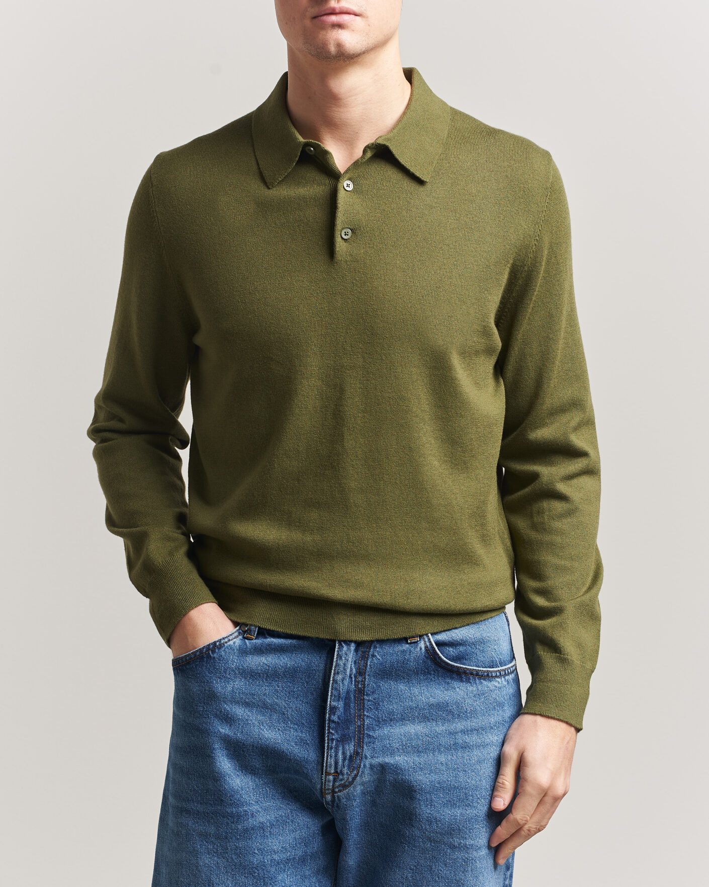 Homme | Pulls Et Tricots | Filippa K | Knitted Polo Shirt Laurel Green
