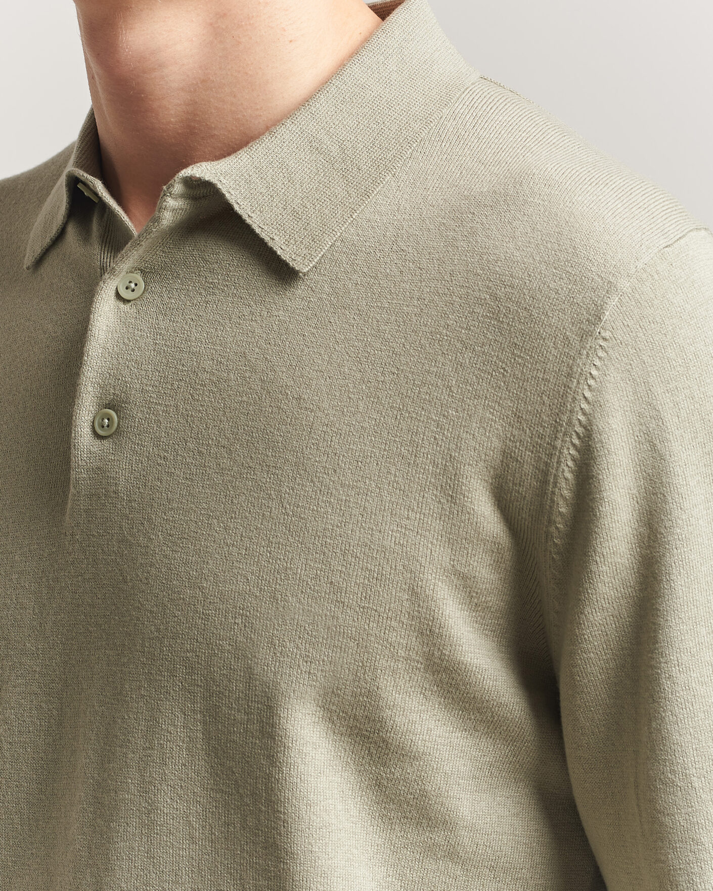 Heren | Truien | Filippa K | Knitted Polo Shirt Light Green