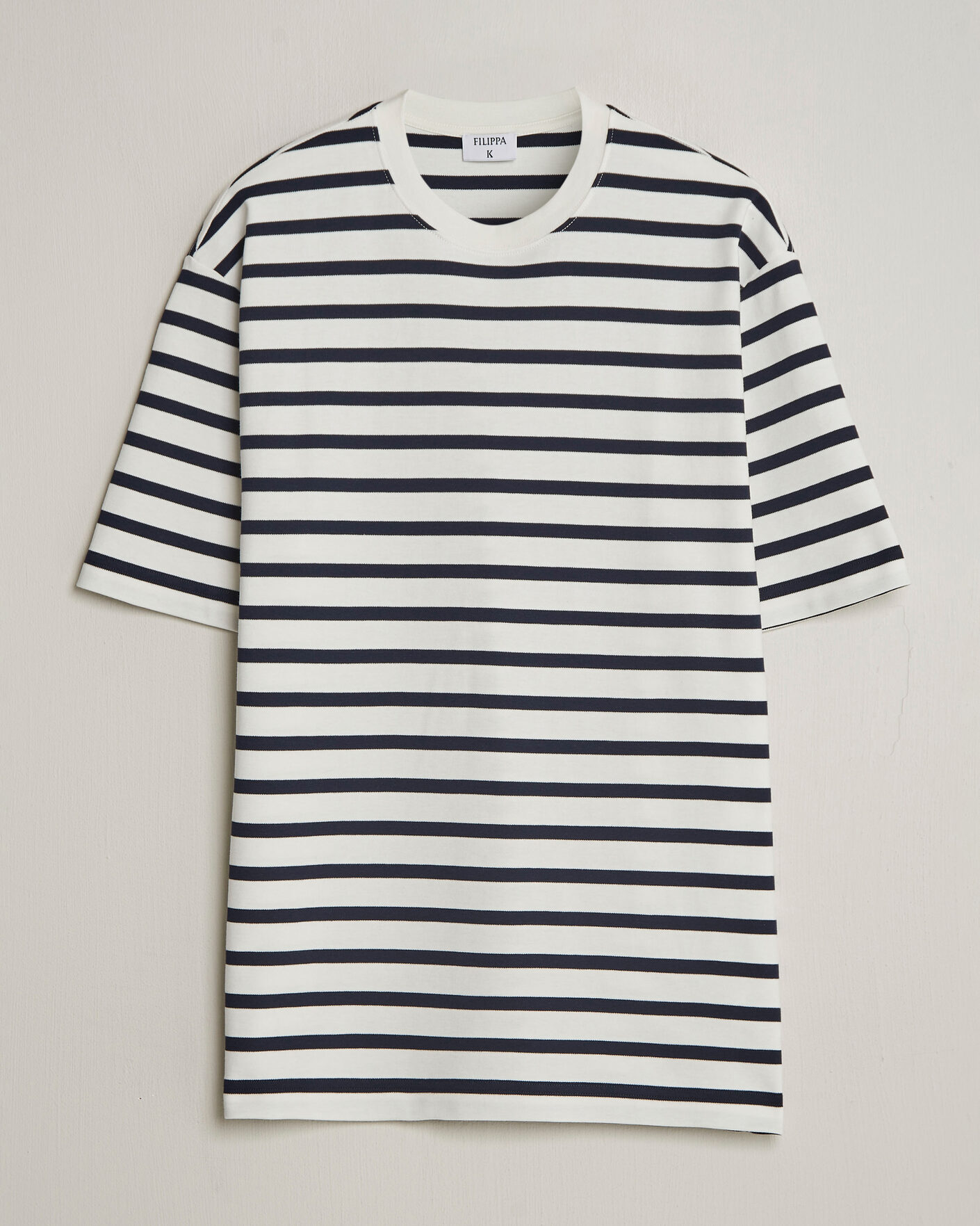 Heren | T-shirts | Filippa K | Striped Crew Neck T-Shirt White/Navy