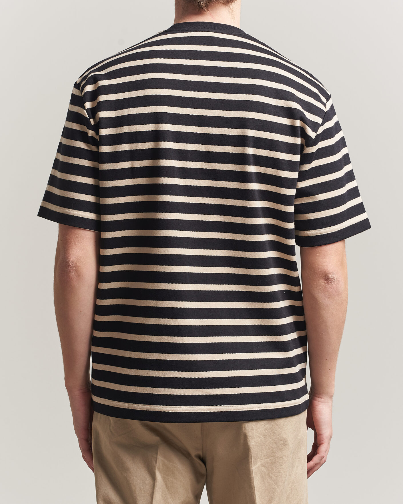 Heren | T-shirts | Filippa K | Striped Crew Neck T-Shirt Black/Pearl