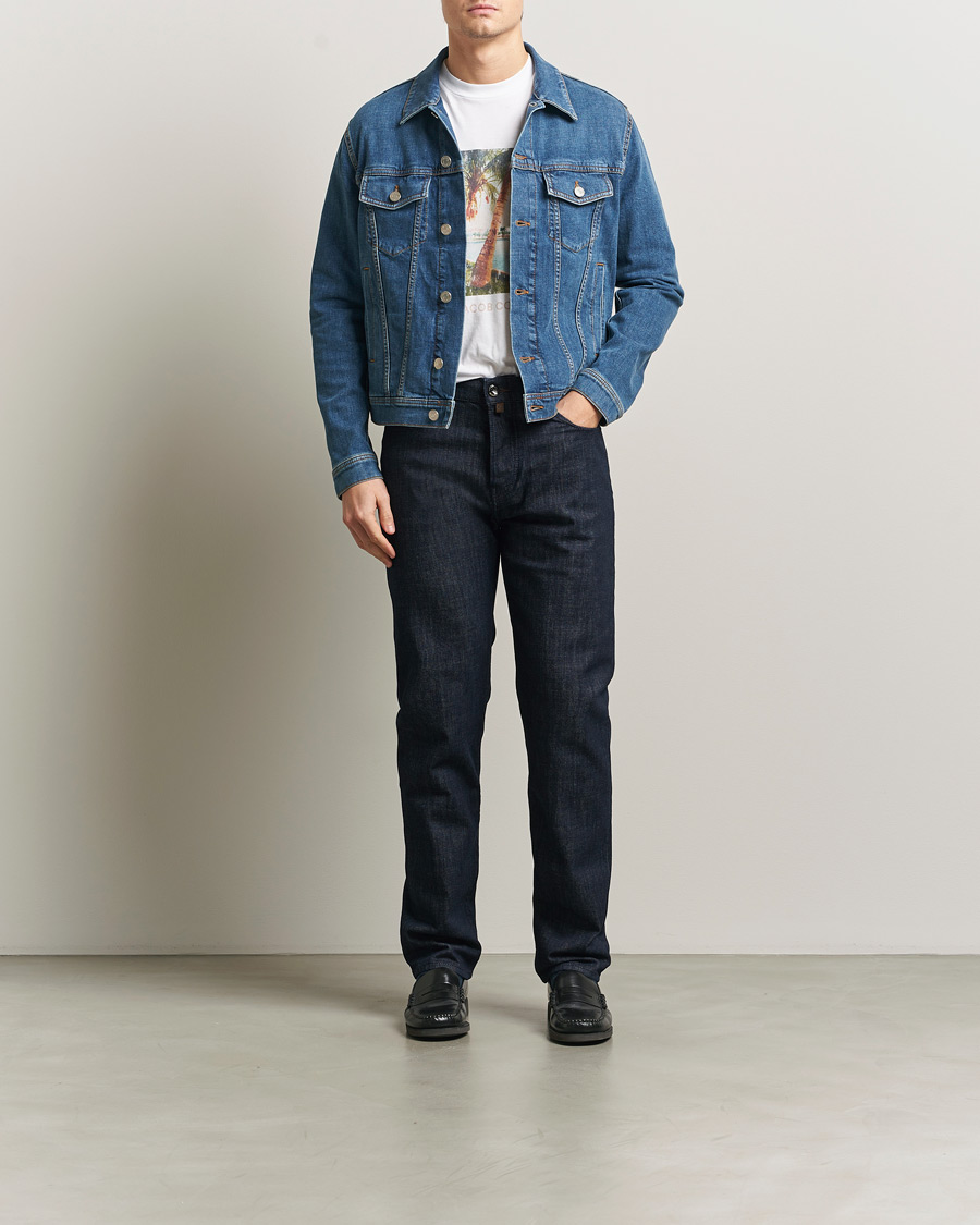 Homme | Jeans | Jacob Cohën | Edos Regular Straight Fit Stretch Jeans Dark Blue