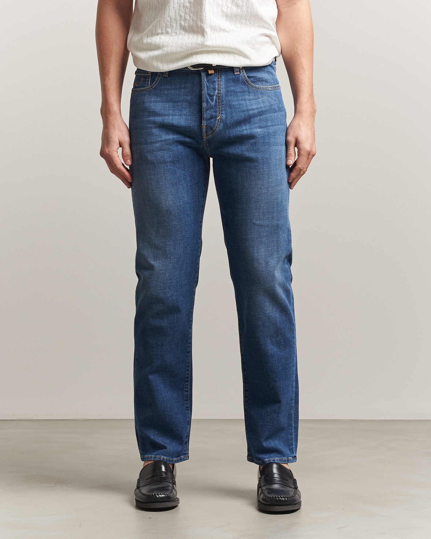 Homme | Pantalons | Jacob Cohën | Edos Regular Straight Fit Stretch Jeans Mid Blue