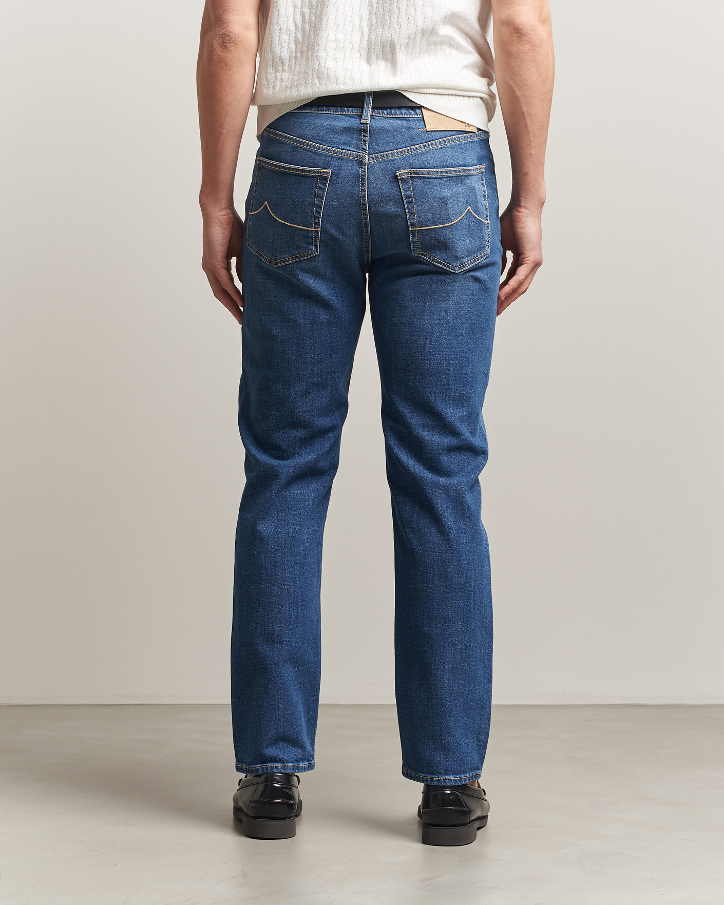 Heren | Jeans | Jacob Cohën | Edos Regular Straight Fit Stretch Jeans Mid Blue