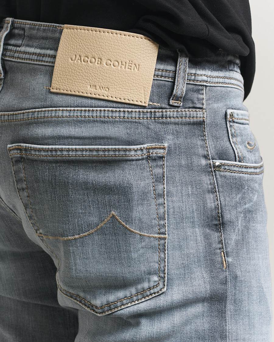 Heren | Jeans | Jacob Cohën | Bard Slim Fit Stretch Jeans Light Grey