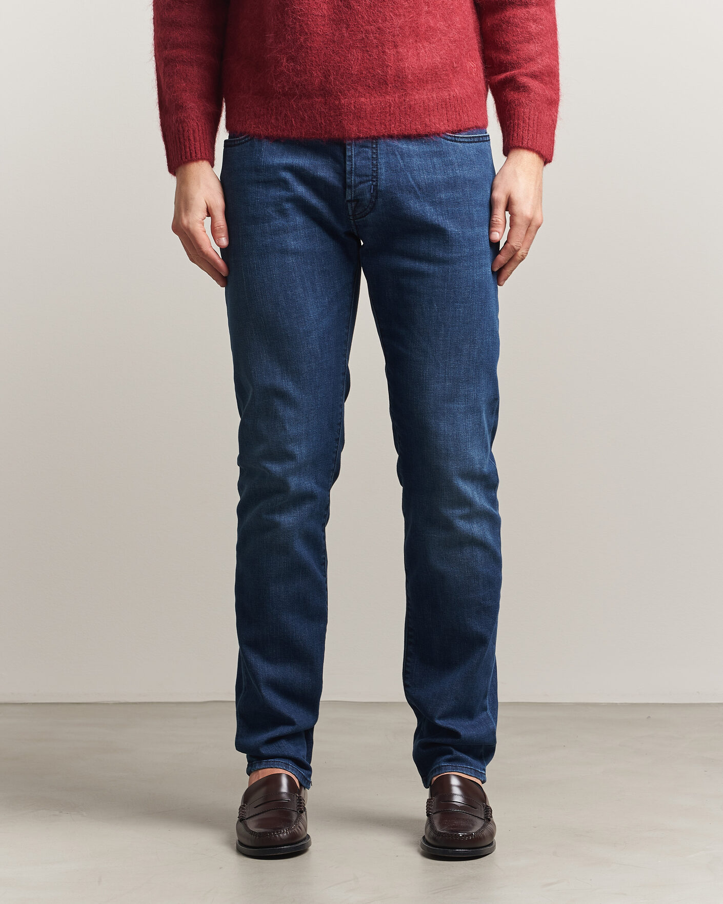Heren | Jeans | Jacob Cohën | Bard Slim Fit Stretch Jeans Mid Blue
