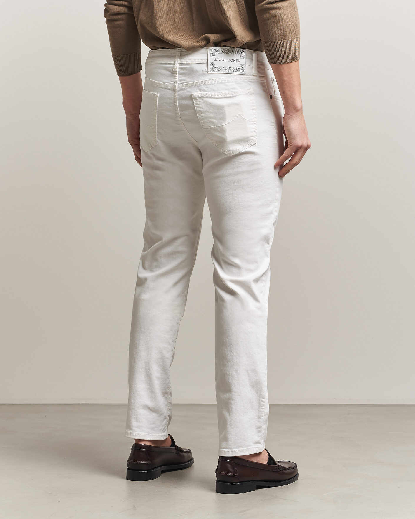 Heren | Jeans | Jacob Cohën | Bard Slim Fit Bull Stretch Jeans White