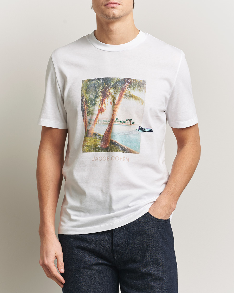 Heren | T-shirts | Jacob Cohën | Cotton Logo T-Shirt White