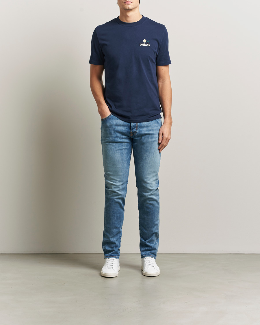 Homme | Pantalons | Jacob Cohën | Bard Slim Fit Stretch Porsche Patch Jeans Mid Blue