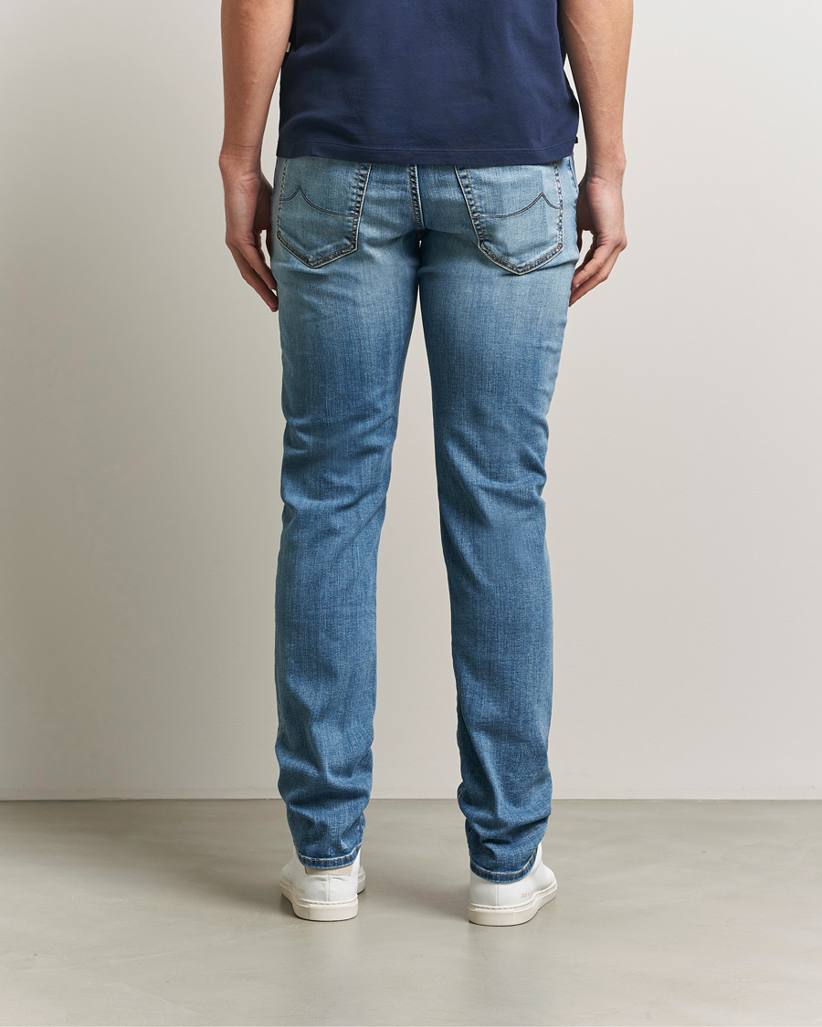 Homme | Pantalons | Jacob Cohën | Bard Slim Fit Stretch Porsche Patch Jeans Mid Blue