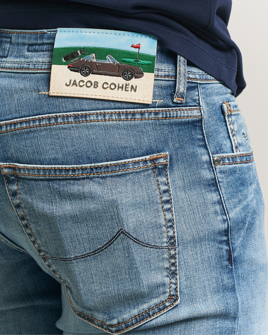 Homme | Pantalons | Jacob Cohën | Bard Slim Fit Stretch Porsche Patch Jeans Mid Blue