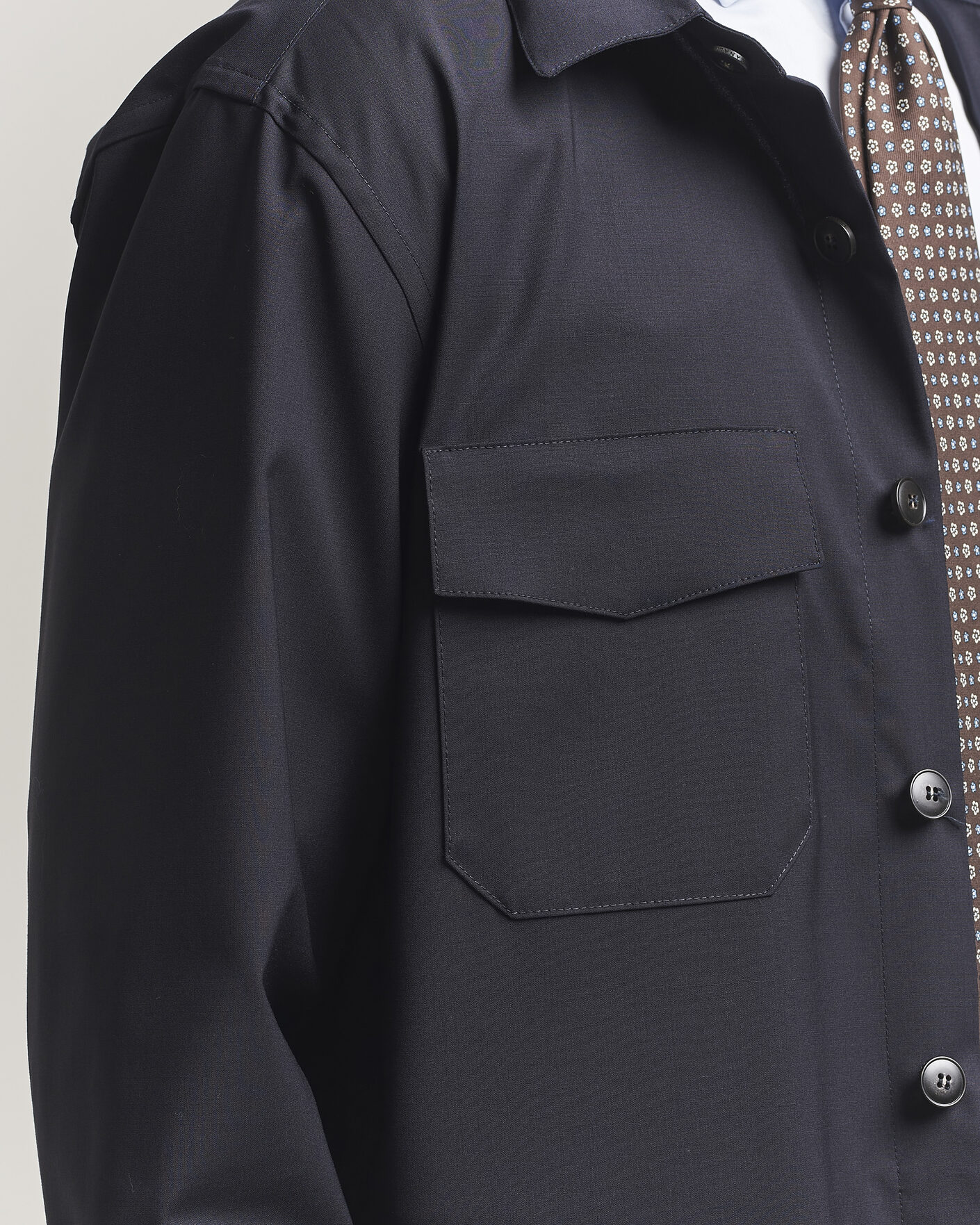 Homme | Chemises | Canali | Travel Wool Overshirt Navy