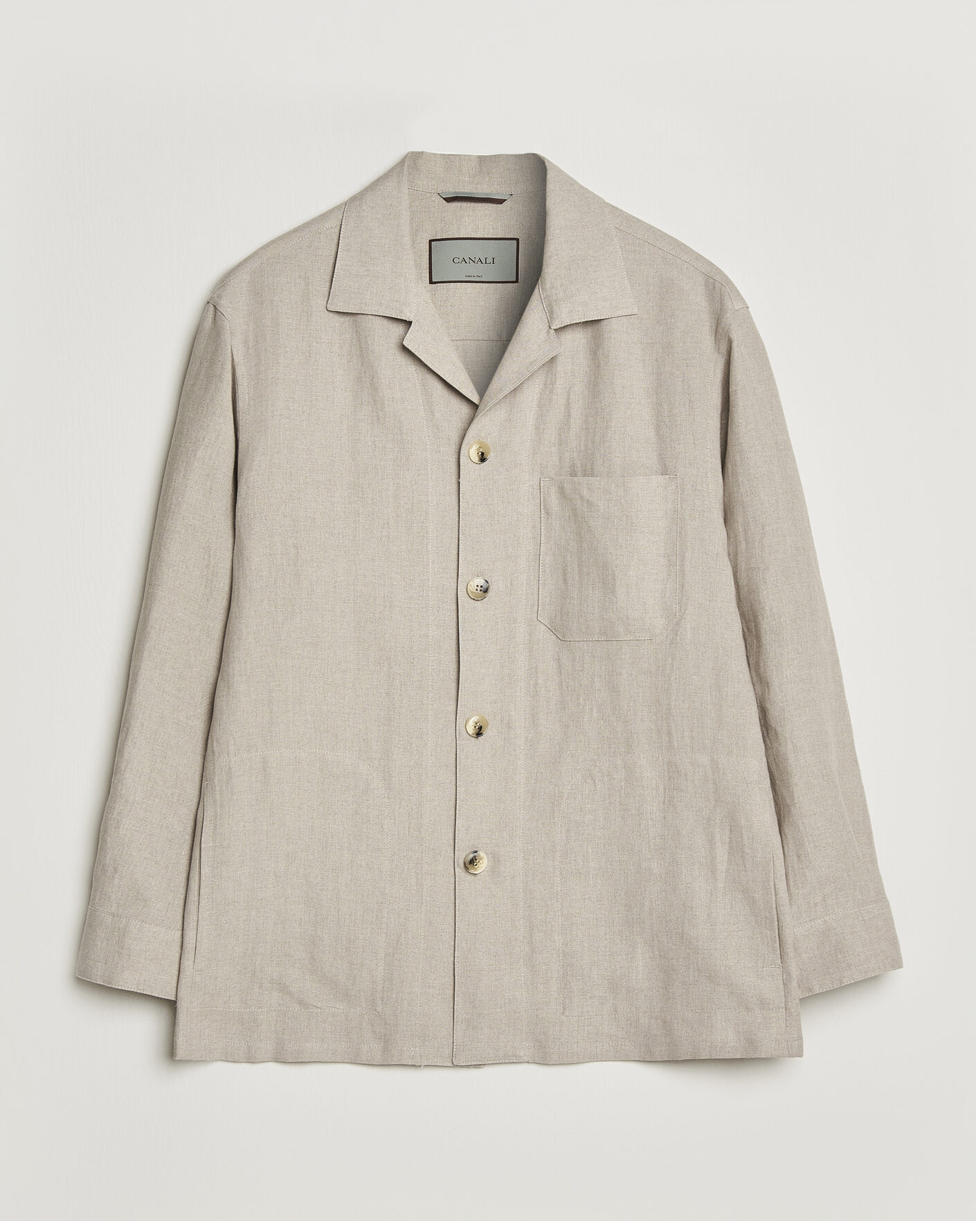 Homme | Chemises | Canali | Linen Shirt Jacket Beige