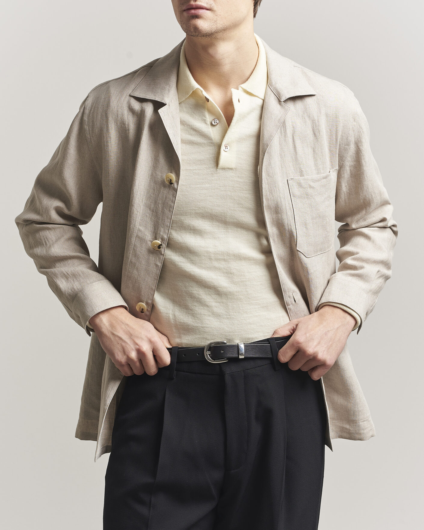 Homme | Chemises | Canali | Linen Shirt Jacket Beige
