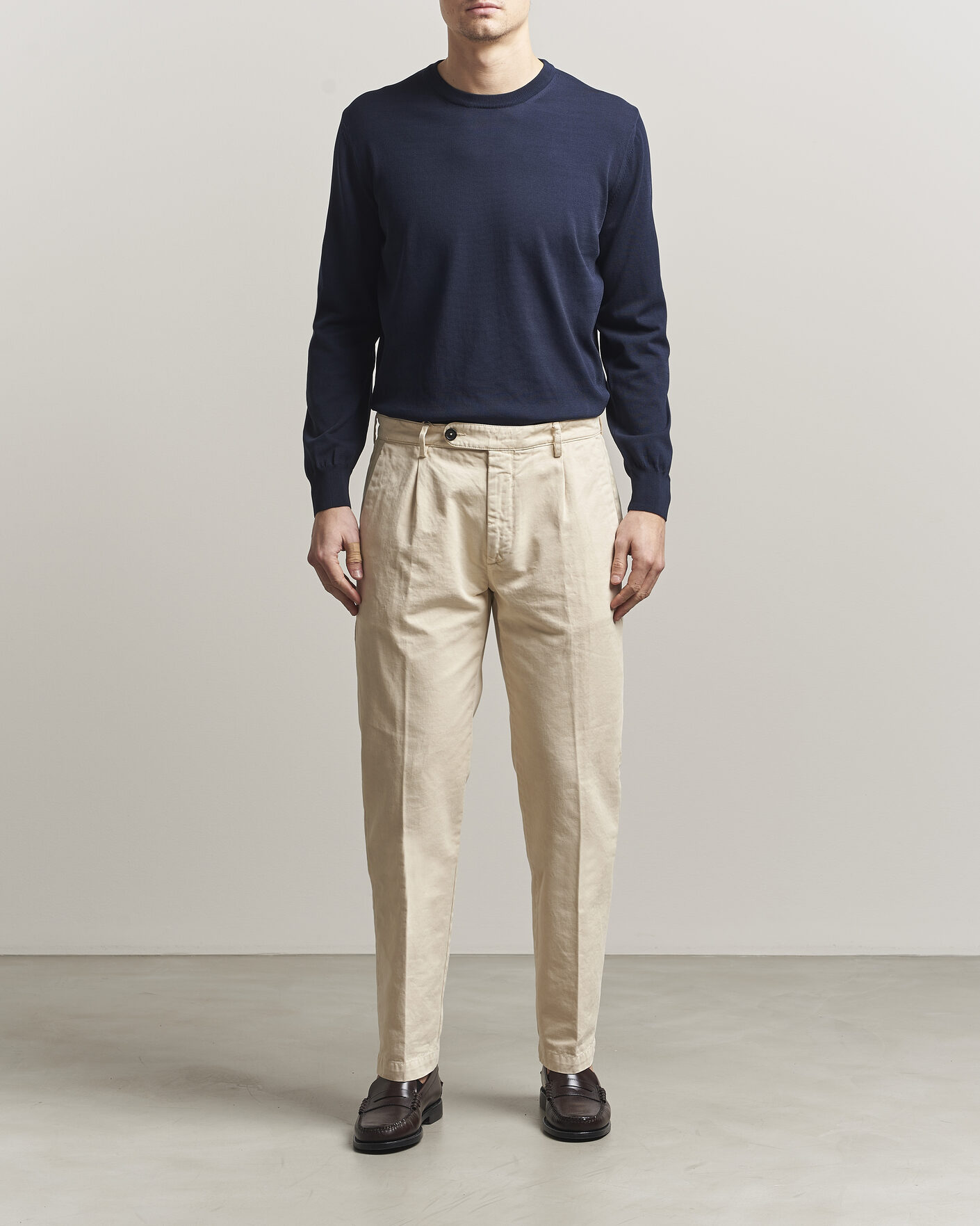 Homme | Pulls Et Tricots | Canali | Cotton Crew Neck Pullover Navy