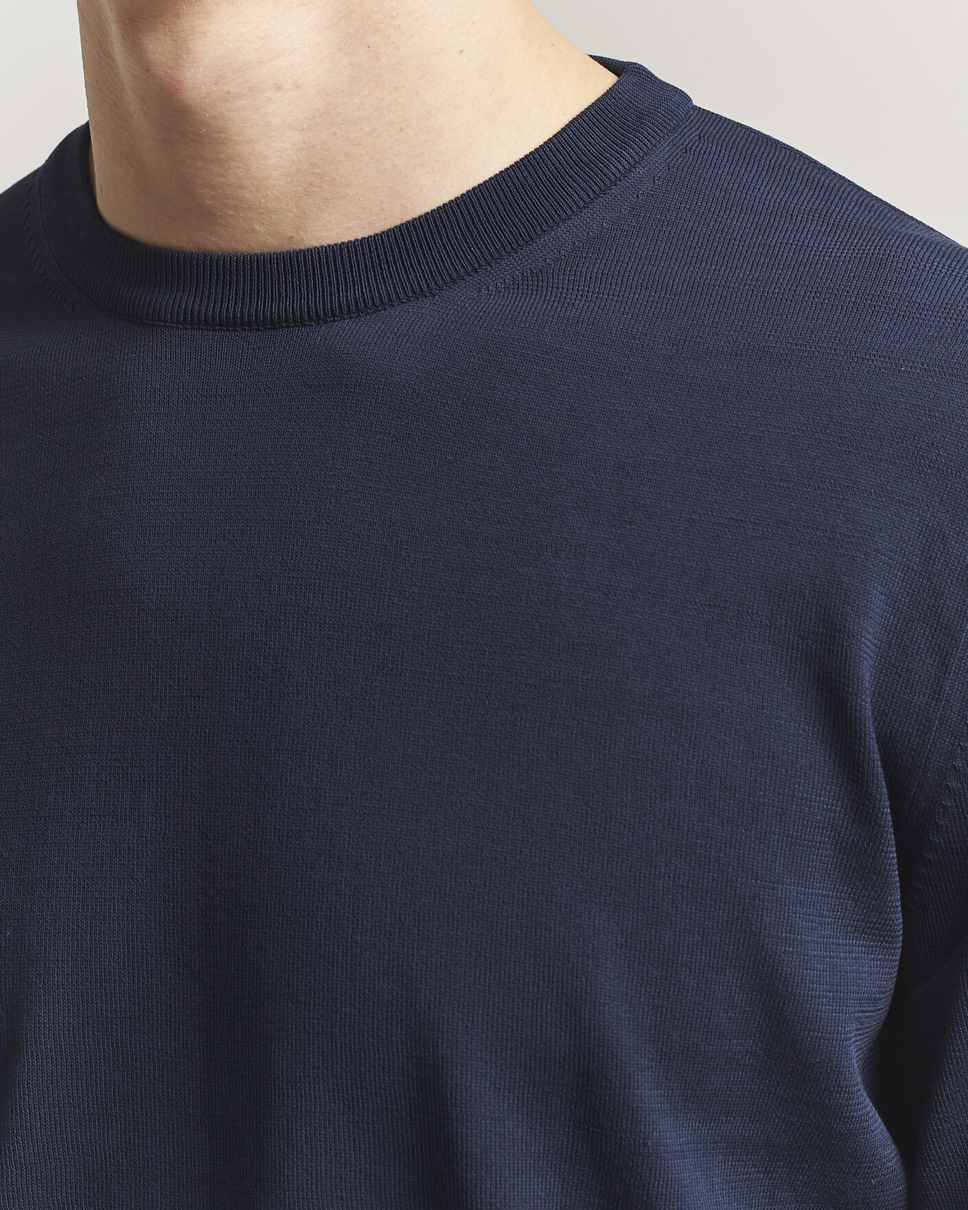 Homme | Pulls Et Tricots | Canali | Cotton Crew Neck Pullover Navy
