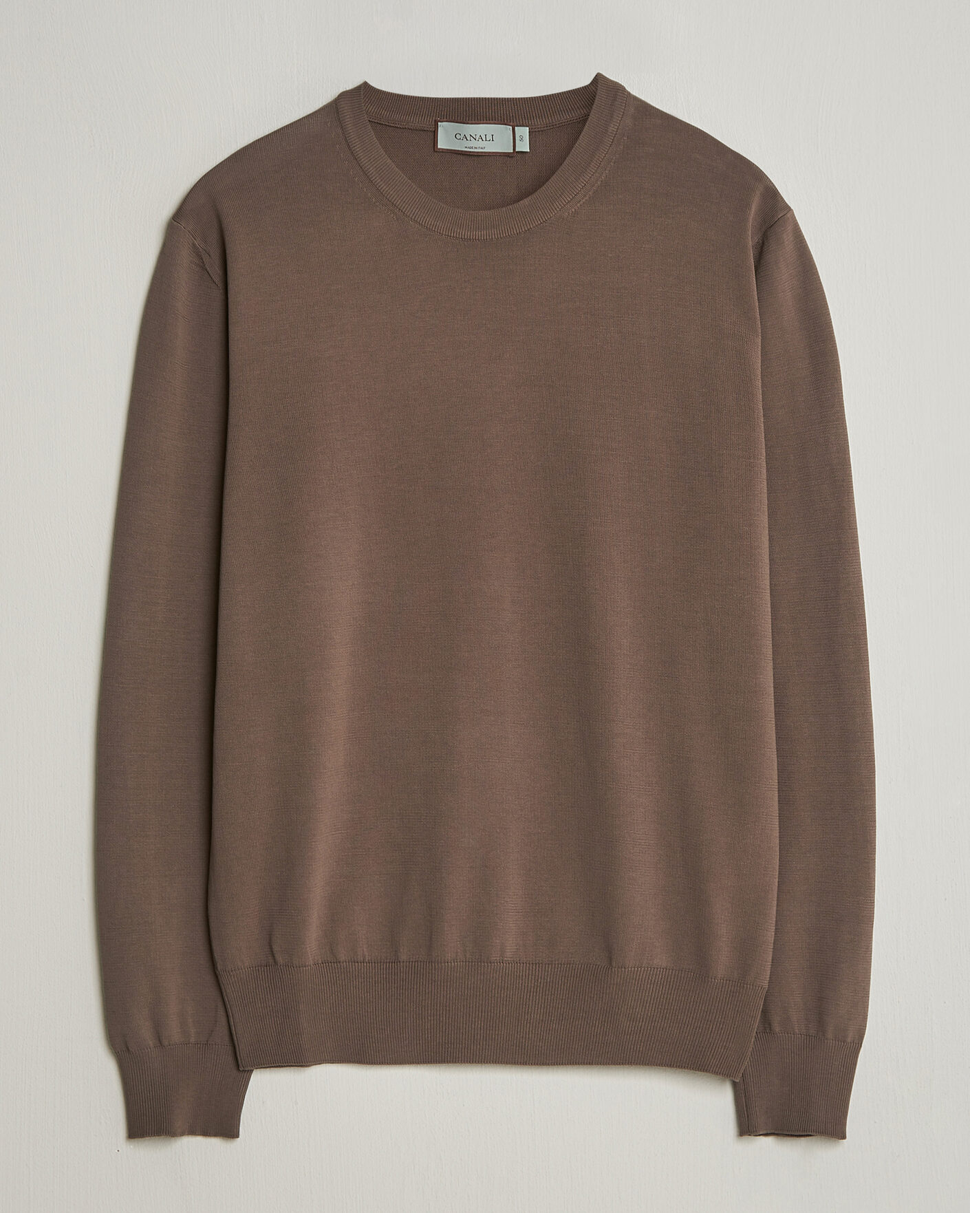Homme | Pulls Et Tricots | Canali | Cotton Crew Neck Pullover Brown