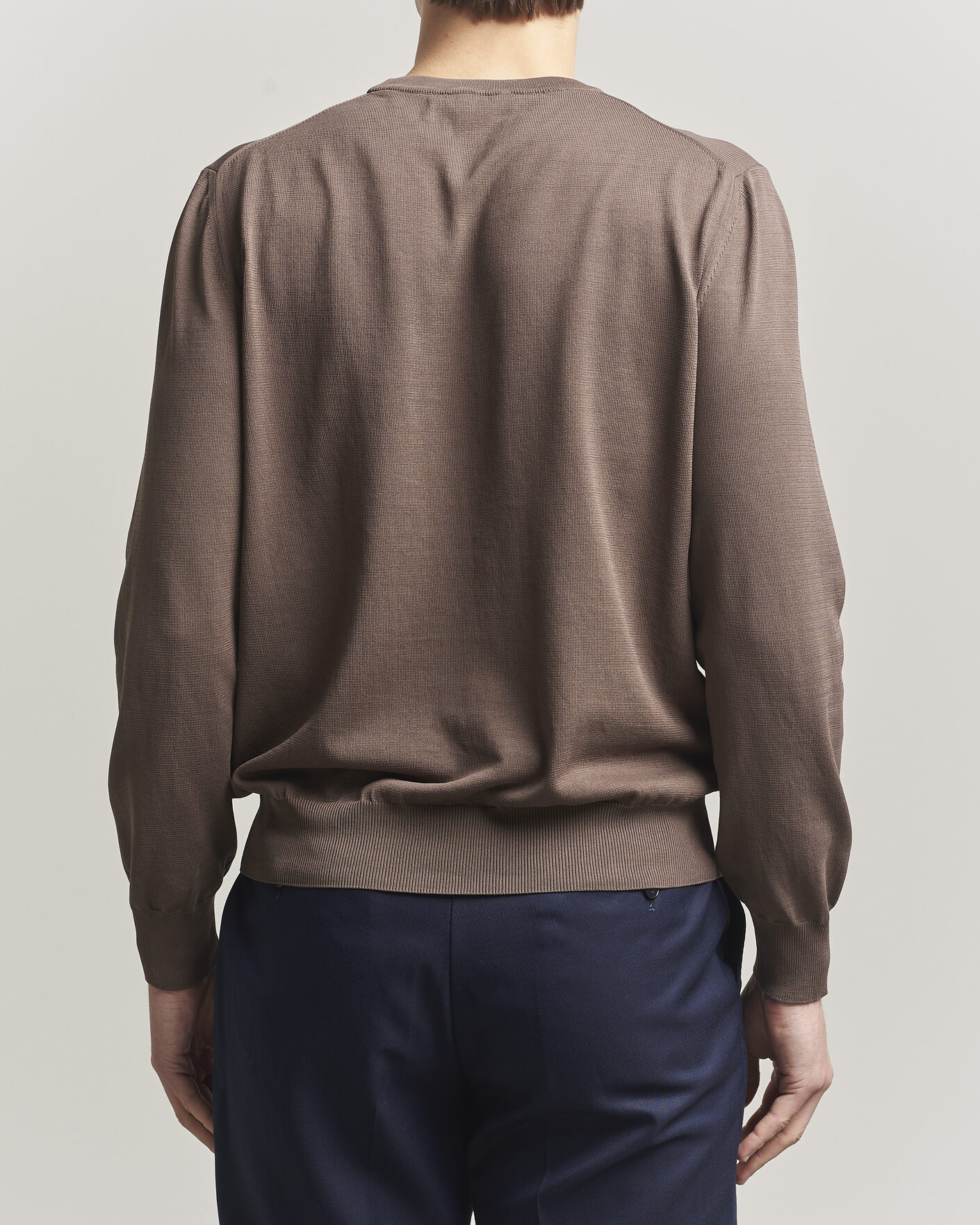 Homme | Pulls Et Tricots | Canali | Cotton Crew Neck Pullover Brown