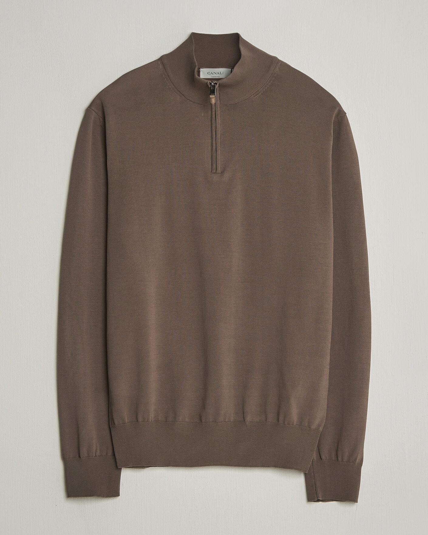 Heren | Truien | Canali | Cotton Half Zip Brown