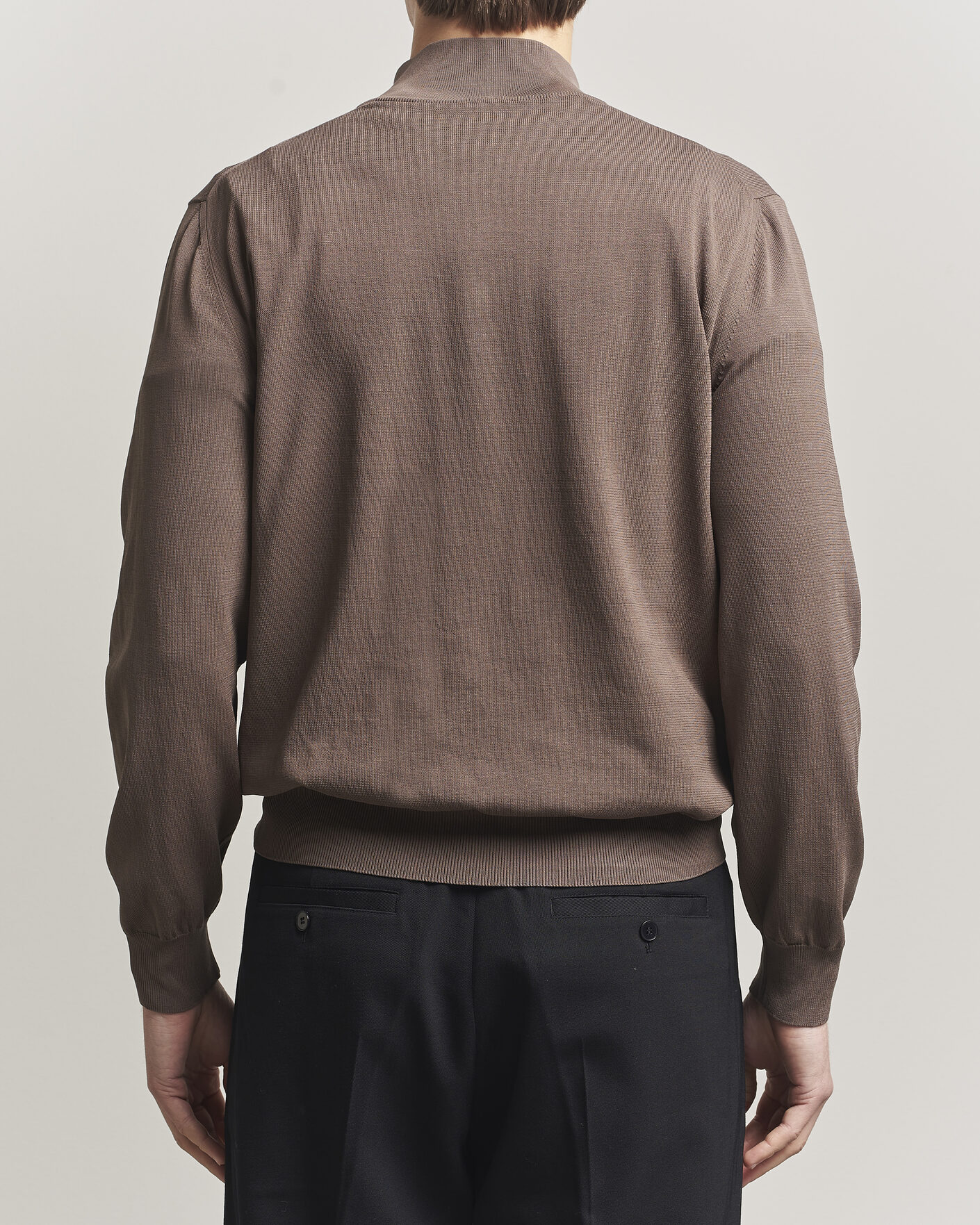 Heren | Truien | Canali | Cotton Half Zip Brown