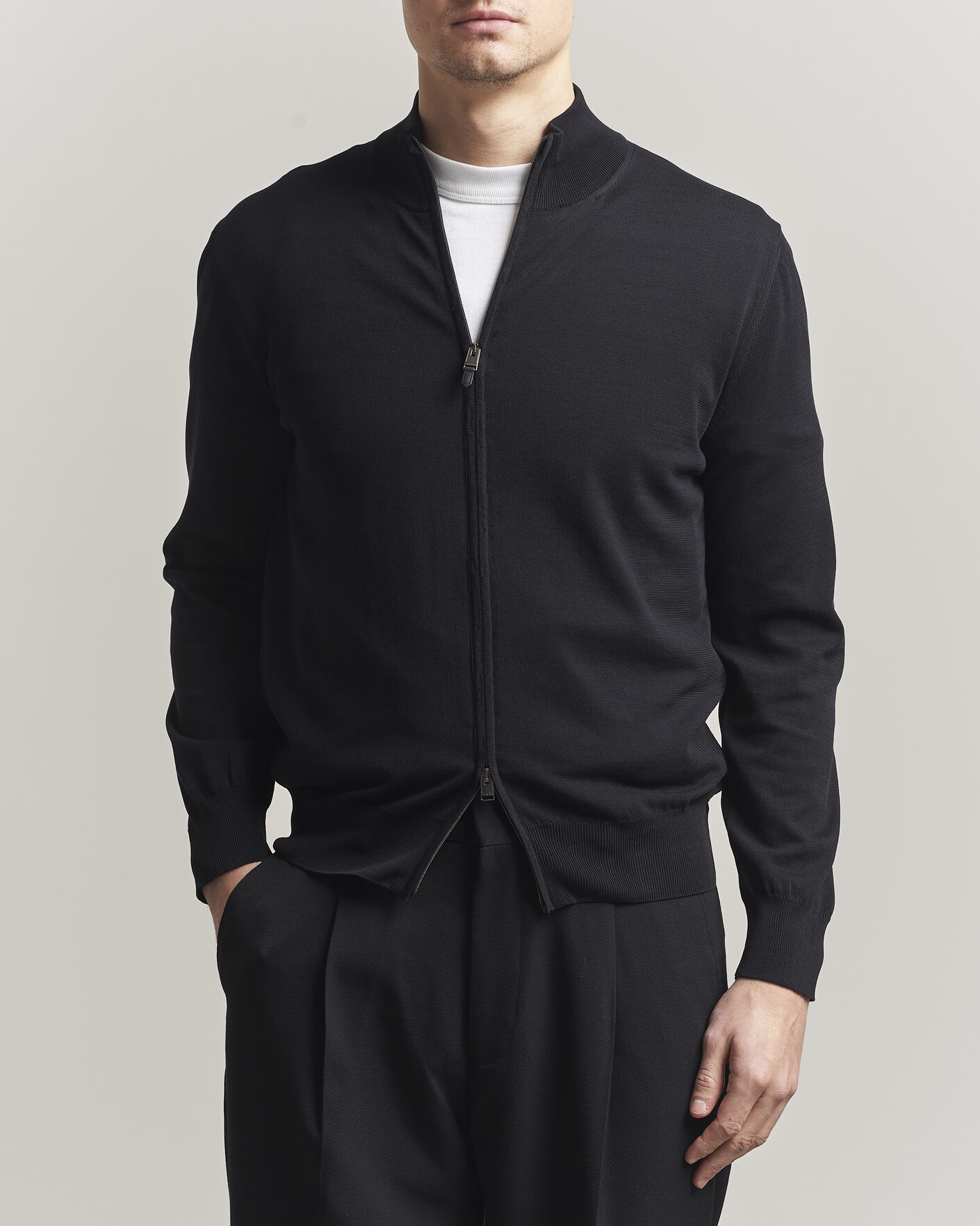 Heren | Truien | Canali | Cotton Full Zip Black
