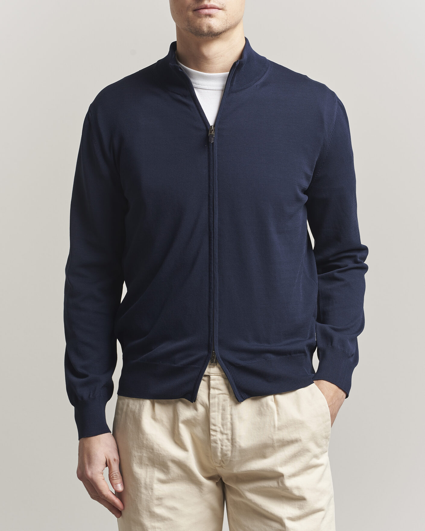 Heren | Truien | Canali | Cotton Full Zip Navy