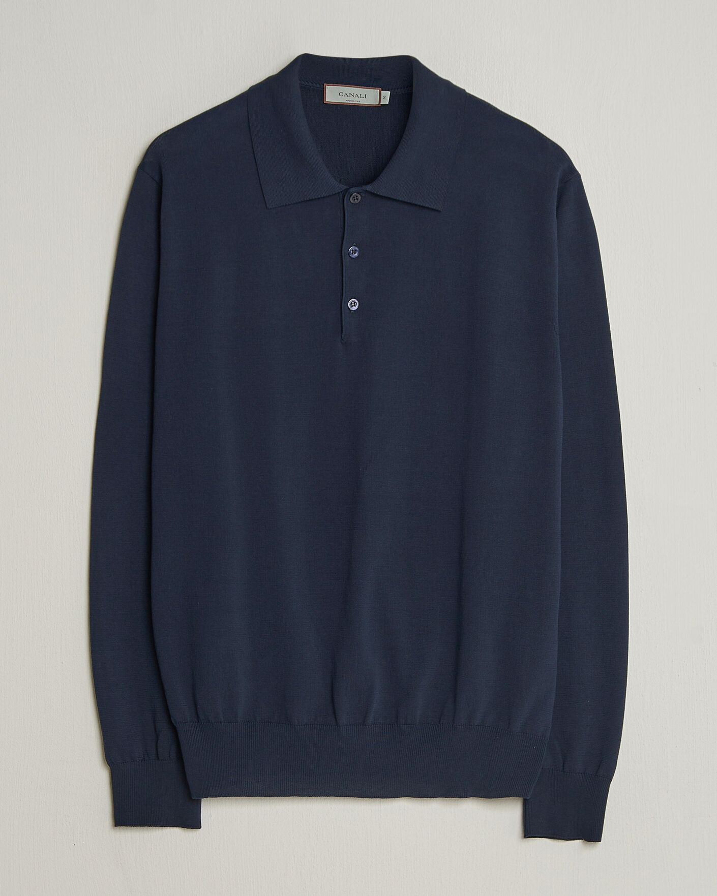 Heren | Truien | Canali | Cotton Long Sleeve Polo Navy