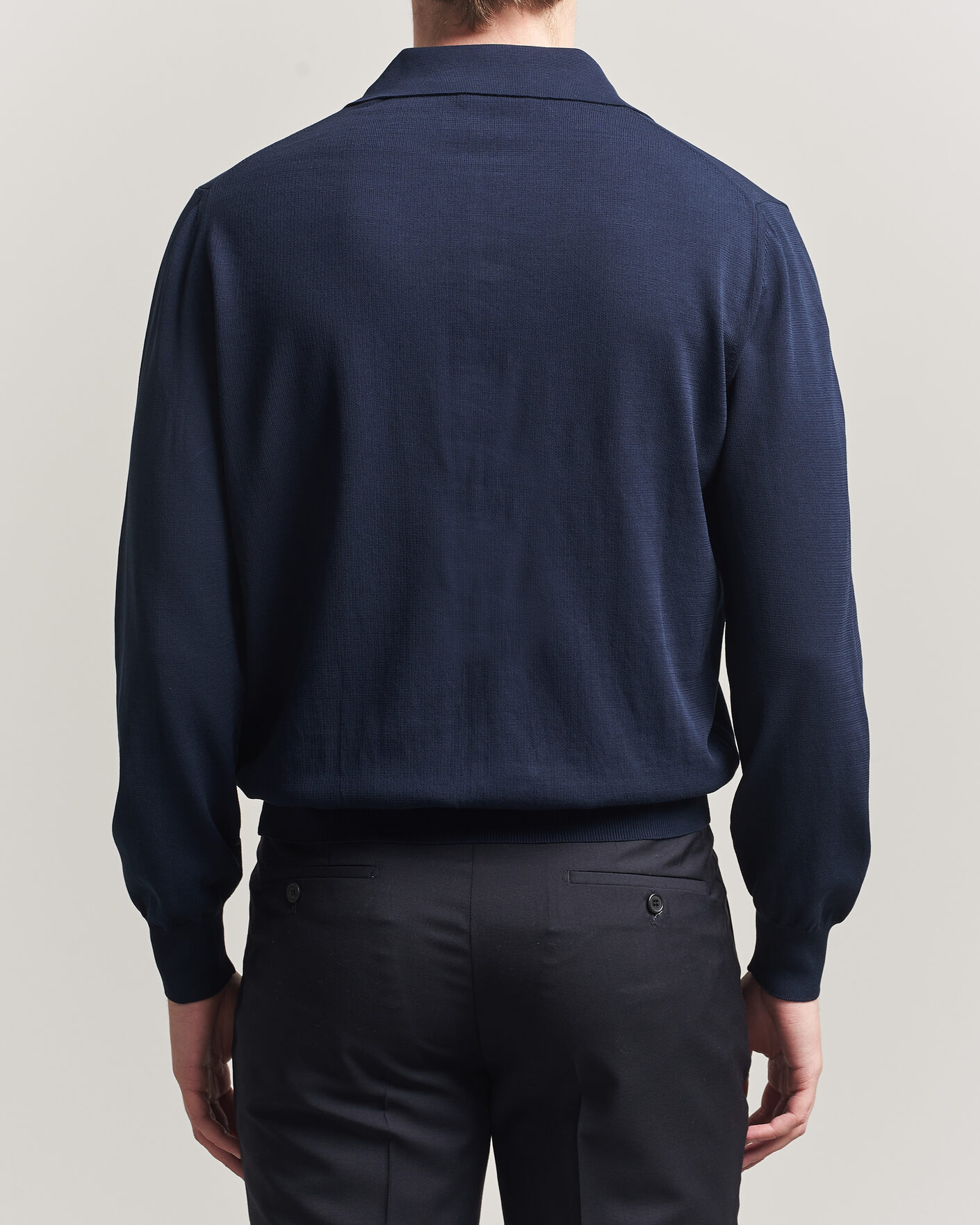 Heren | Truien | Canali | Cotton Long Sleeve Polo Navy