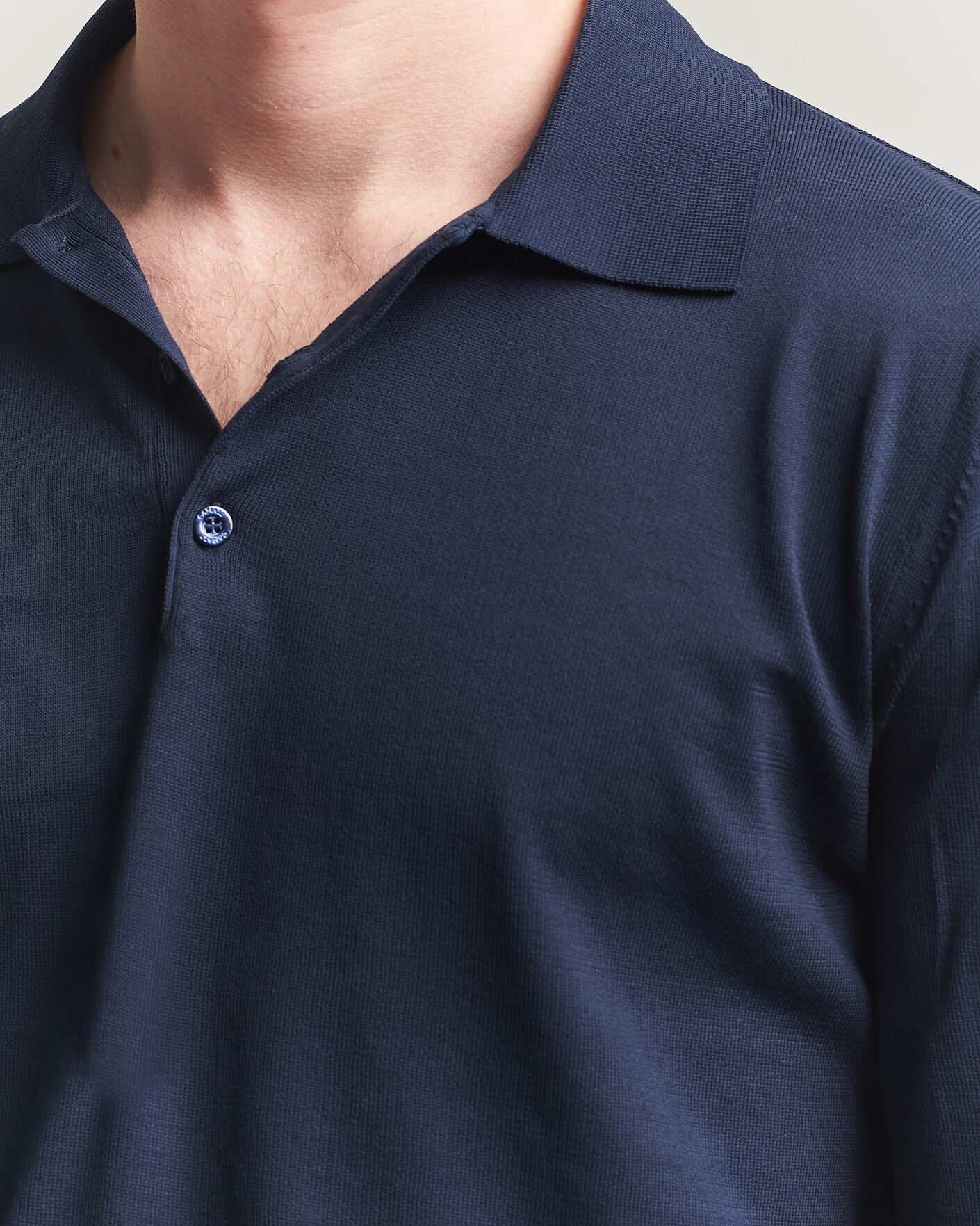 Heren | Truien | Canali | Cotton Long Sleeve Polo Navy