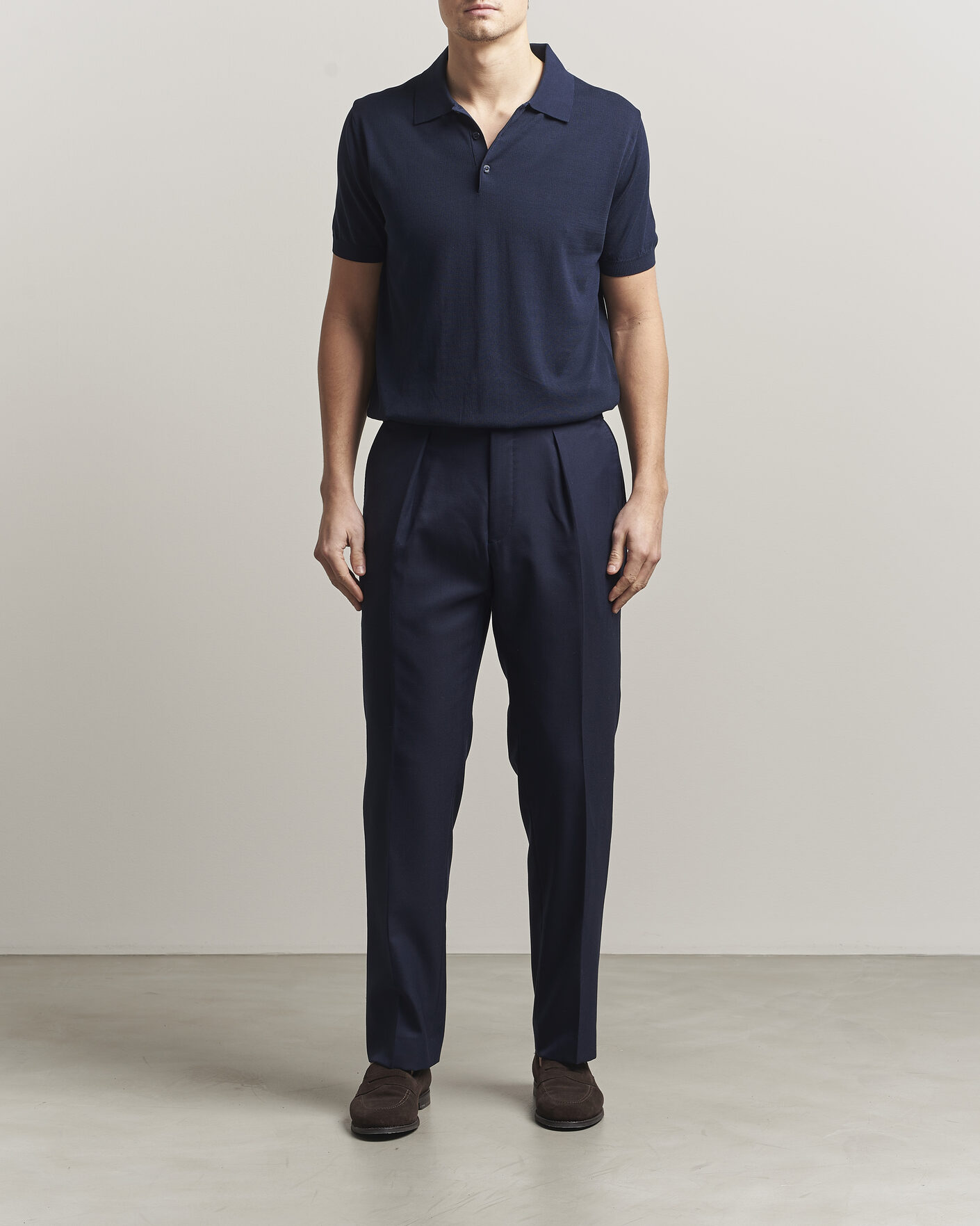 Homme | Polos | Canali | Cotton Short Sleeve Polo Navy
