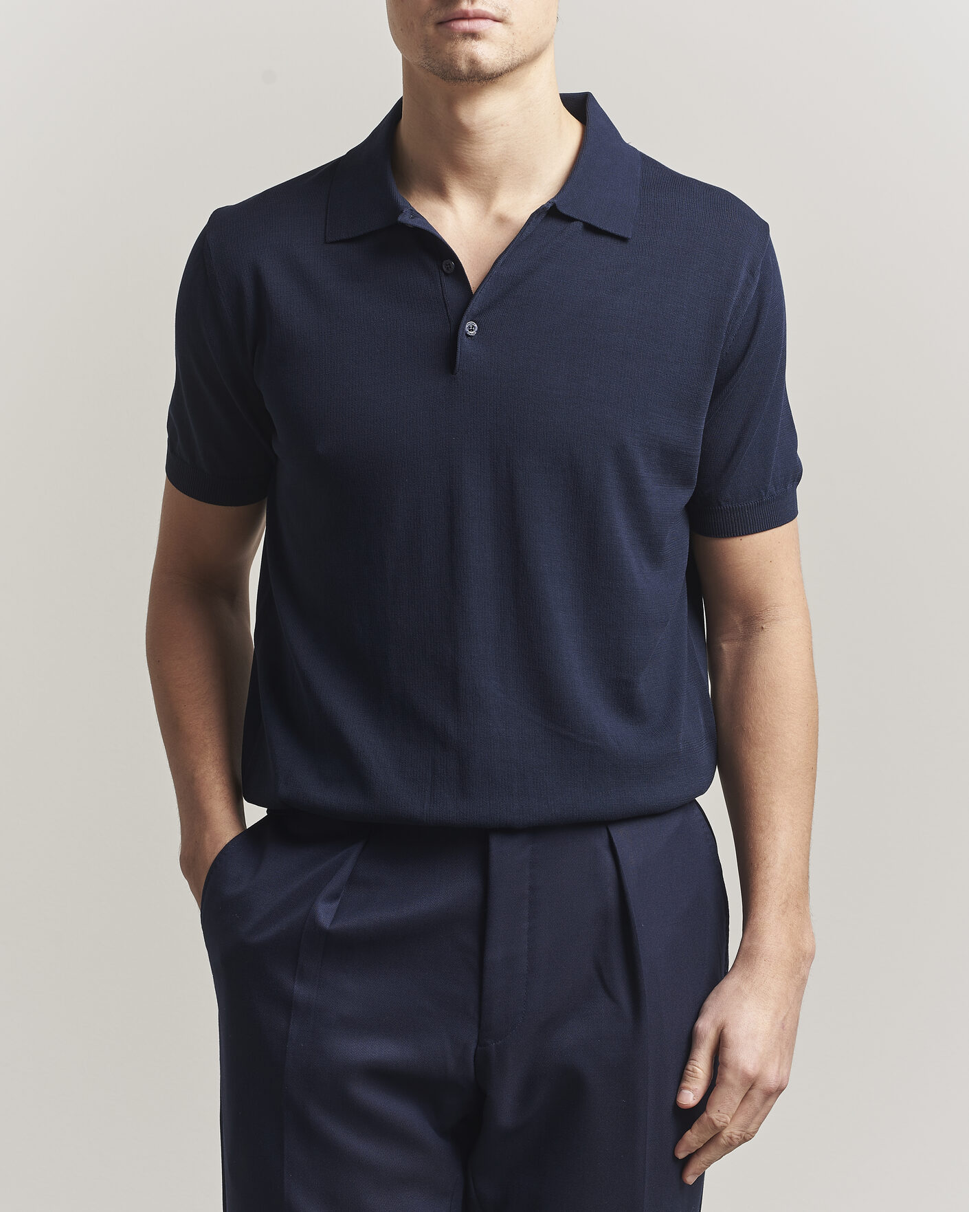 Homme | Polos | Canali | Cotton Short Sleeve Polo Navy