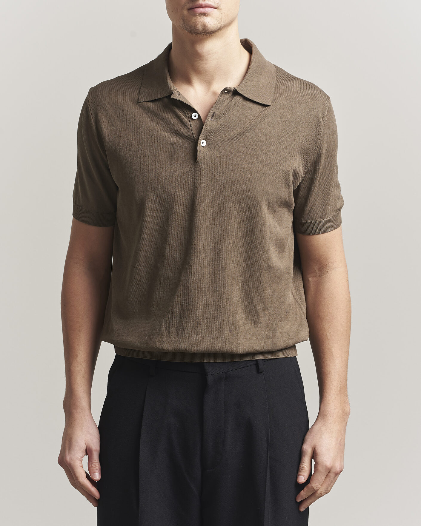 Homme | Polos | Canali | Cotton Short Sleeve Polo Brown