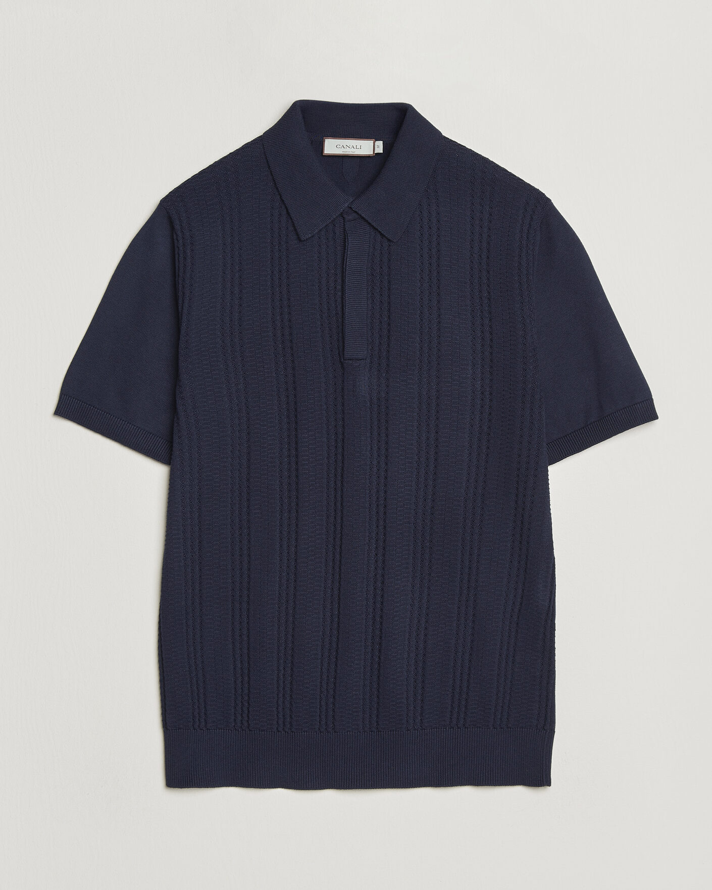 Heren | Polo's | Canali | Jacquard Short Sleeve Polo Navy