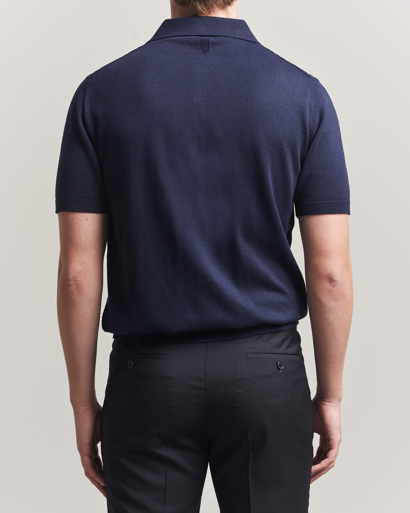 Heren | Polo's | Canali | Jacquard Short Sleeve Polo Navy