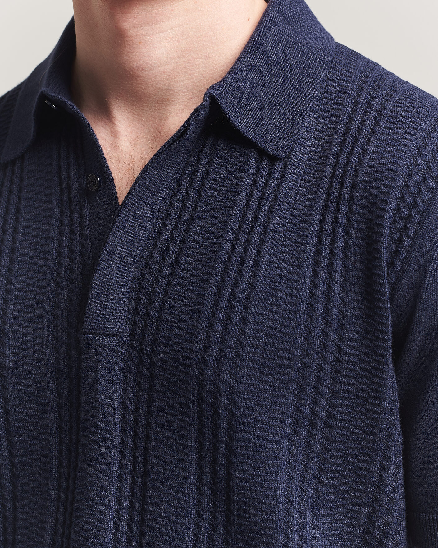 Homme | Polos | Canali | Jacquard Short Sleeve Polo Navy