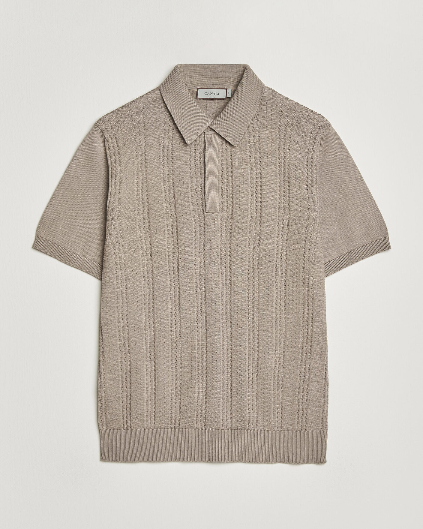 Heren | Polo's | Canali | Jacquard Short Sleeve Polo Beige