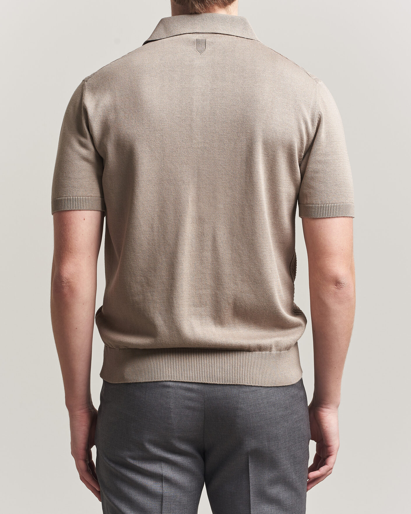 Heren | Polo's | Canali | Jacquard Short Sleeve Polo Beige