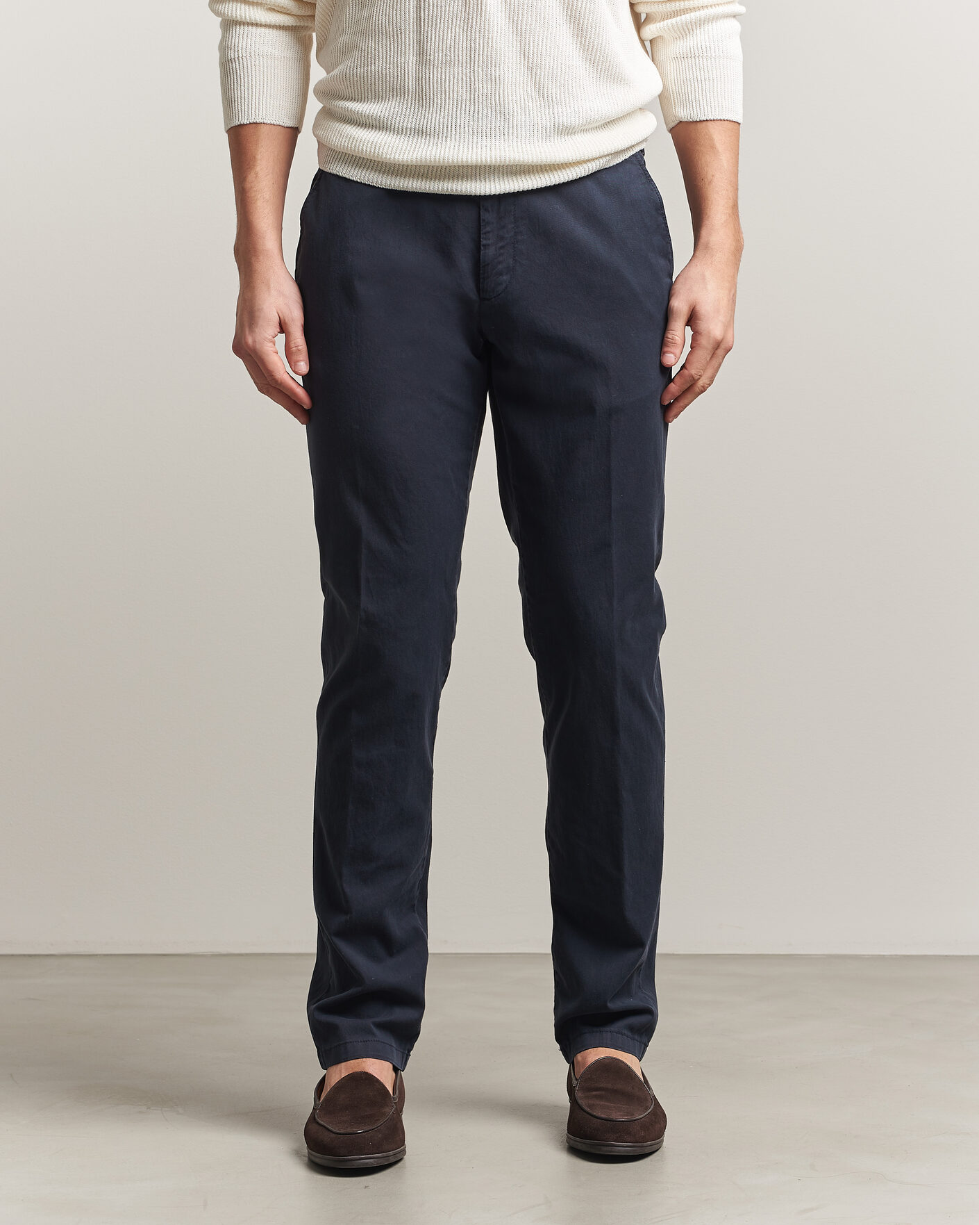 Homme | Pantalons | Canali | Regular Fit Cotton/Stretch Chinos Navy