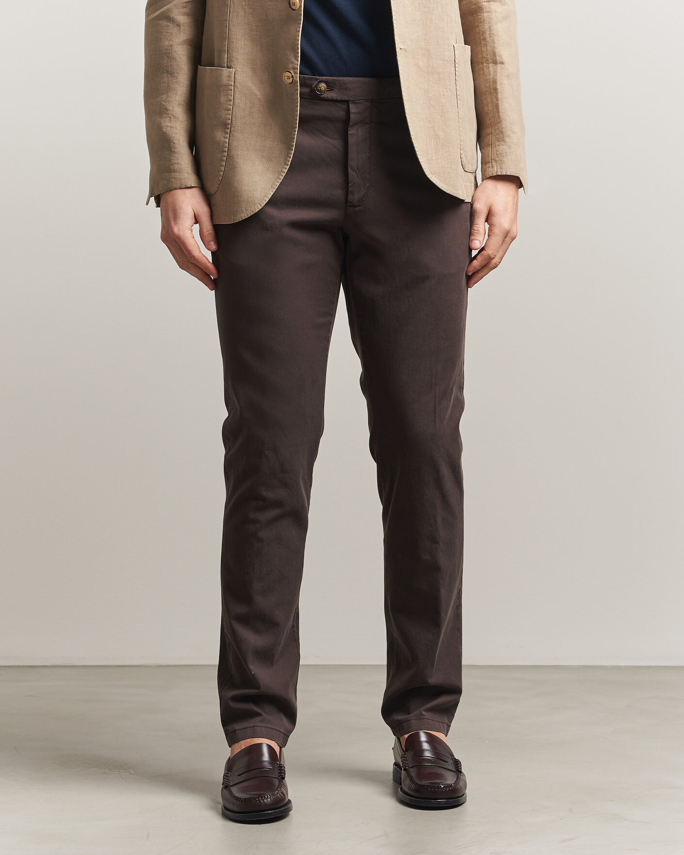 Heren | Broeken | Canali | Regular Fit Cotton/Stretch Chinos Dark Brown