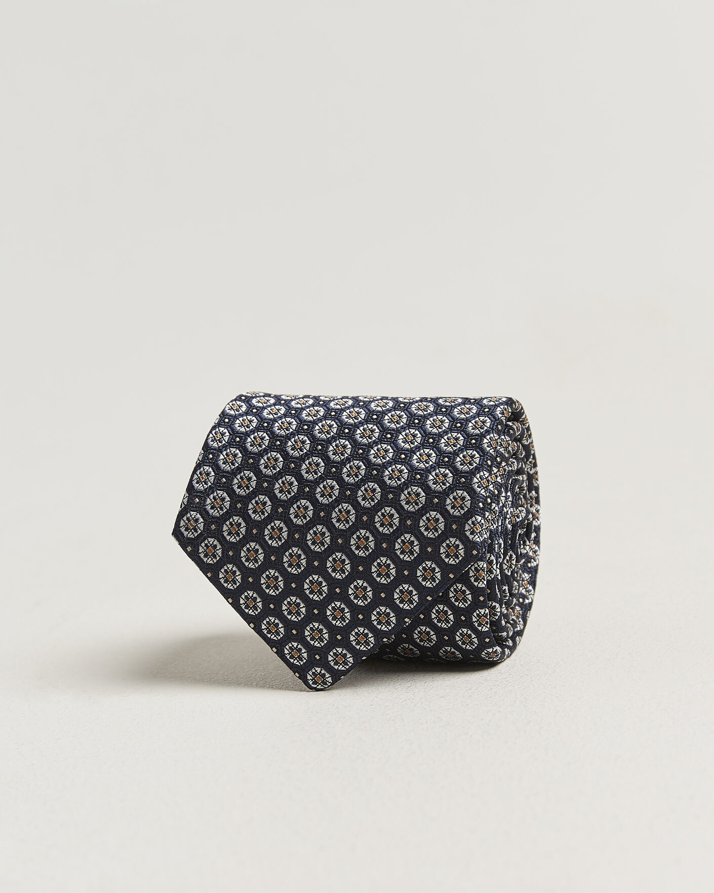 Homme | Cravates | Canali | Jacquard Flower Silk Tie Navy