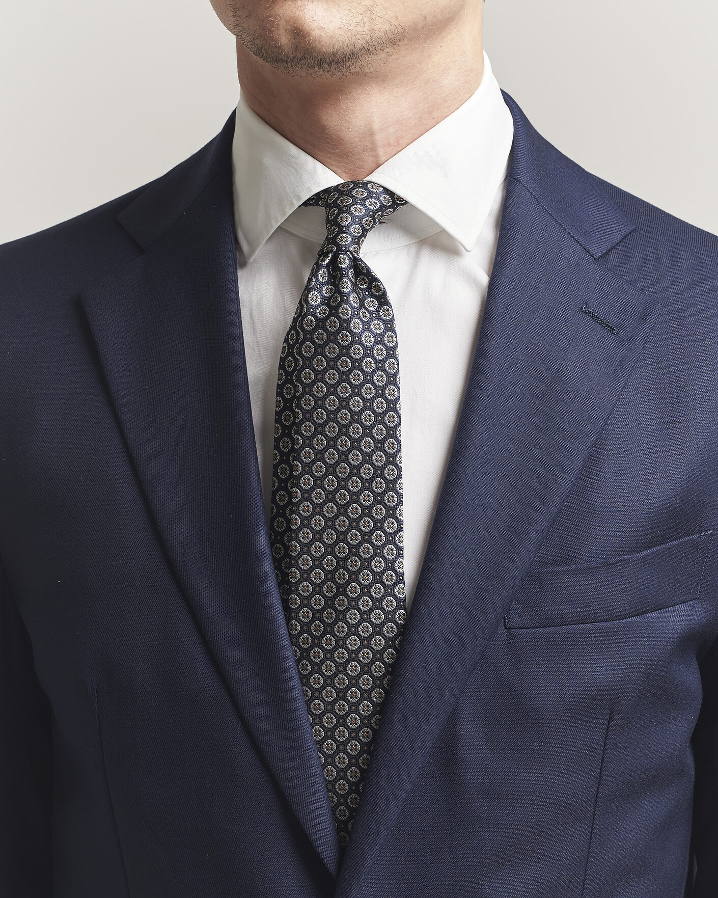 Heren | Stropdassen | Canali | Jacquard Flower Silk Tie Navy